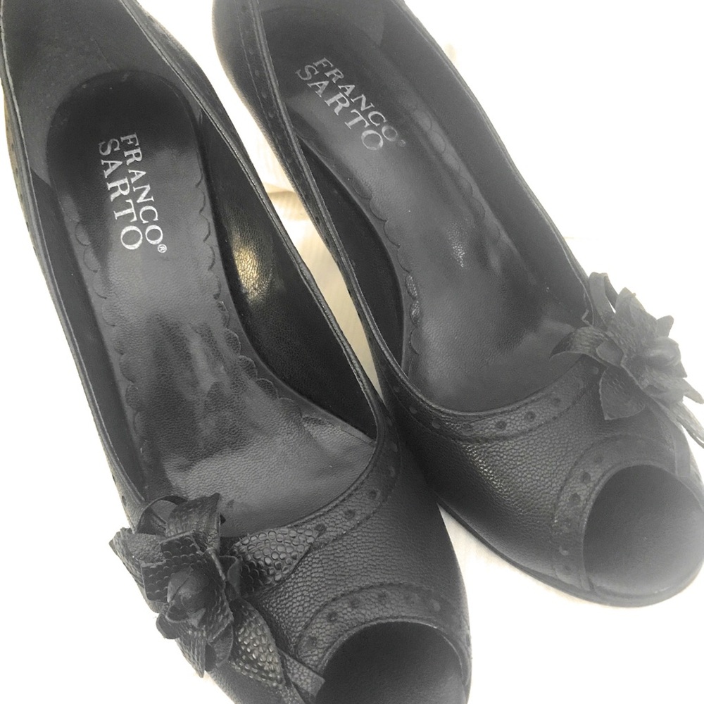 Franco Sarto Black Peep-Toe Women's Shoes Size 7M